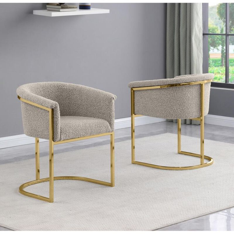 Best Quality teddy Boucle in gray side chair - Set of 2