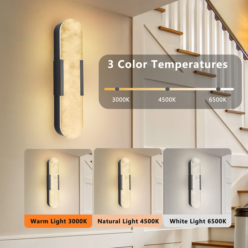 3.5 in. 1-Light LED Wall Sconce with Stone Shade (Set of 2) image number 2