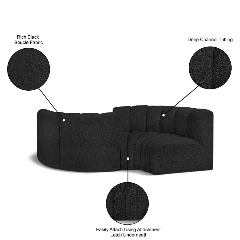 Meridian Furniture Arc Black Boucle Fabric Modular Sofa image number 8