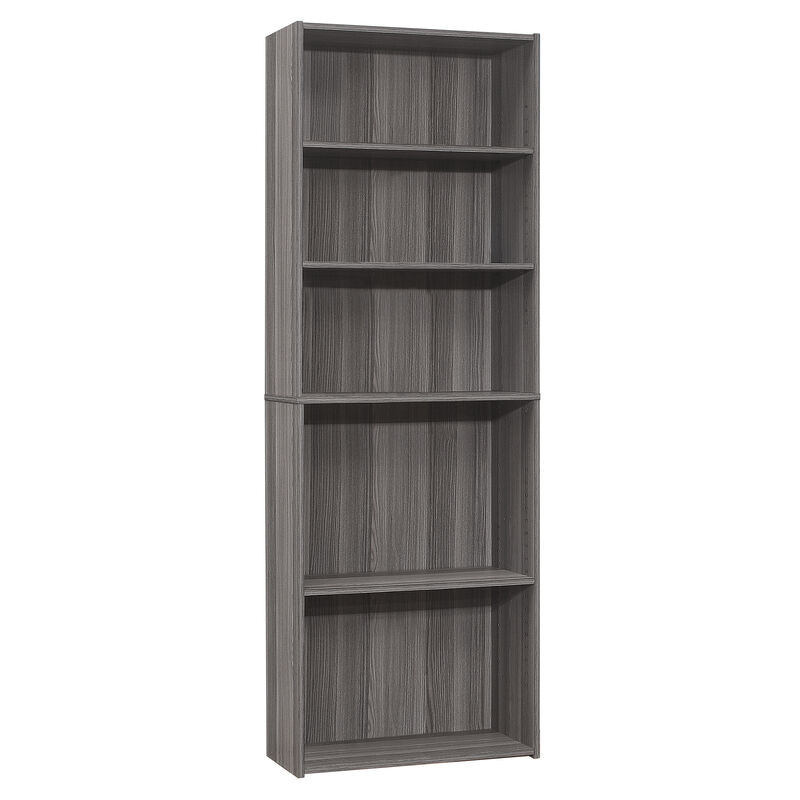 Monarch Specialties I 7469 Bookshelf, Bookcase, 6 Tier, 72"H, Office, Bedroom, Laminate, Grey, Transitional