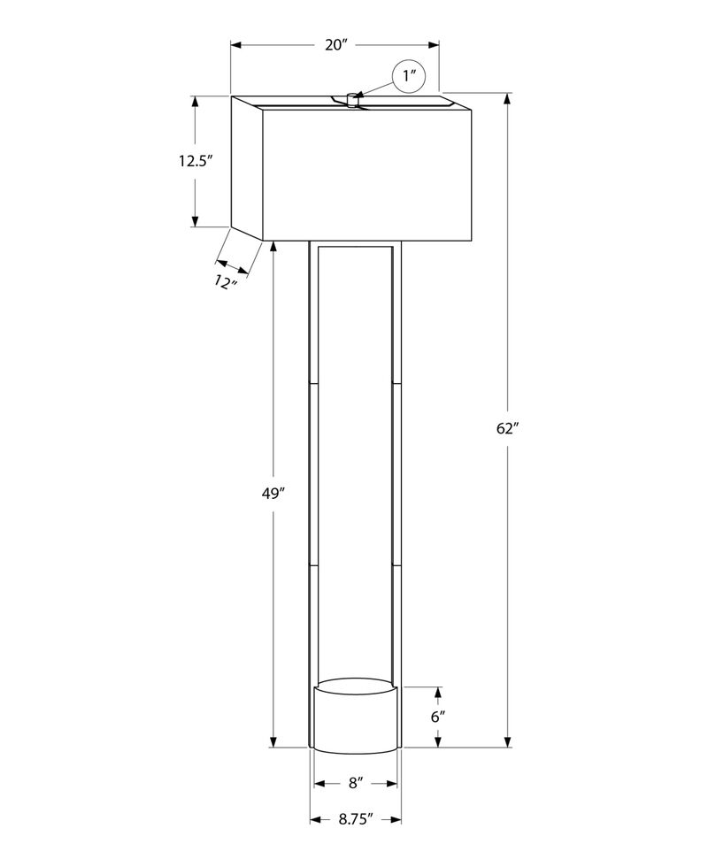 Monarch Specialties I 9752 Lighting, 62" H, Floor Lamp, Black Metal, Ivory/Cream Shade, Contemporary image number 2