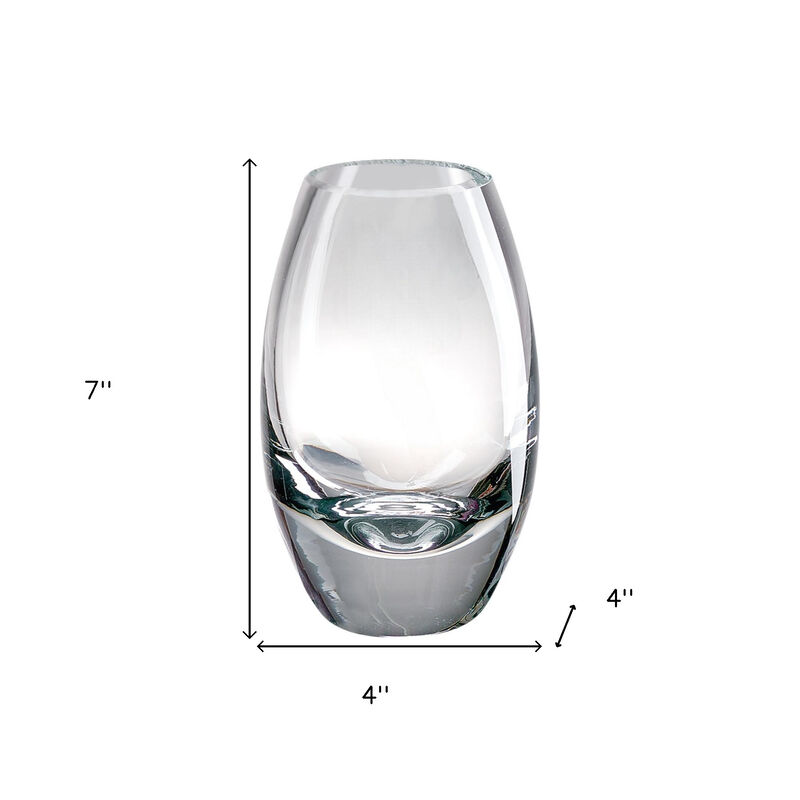 HomeRoots 7" Clear Lead Free Crystal Oval Table Vase image number 4