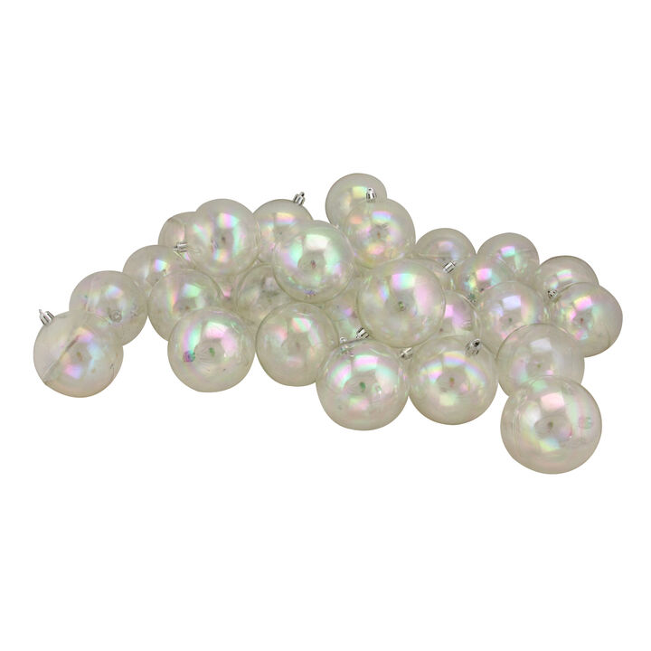 32ct Clear Iridescent Shatterproof Shiny Christmas Ball Ornaments 3.25" (80mm)