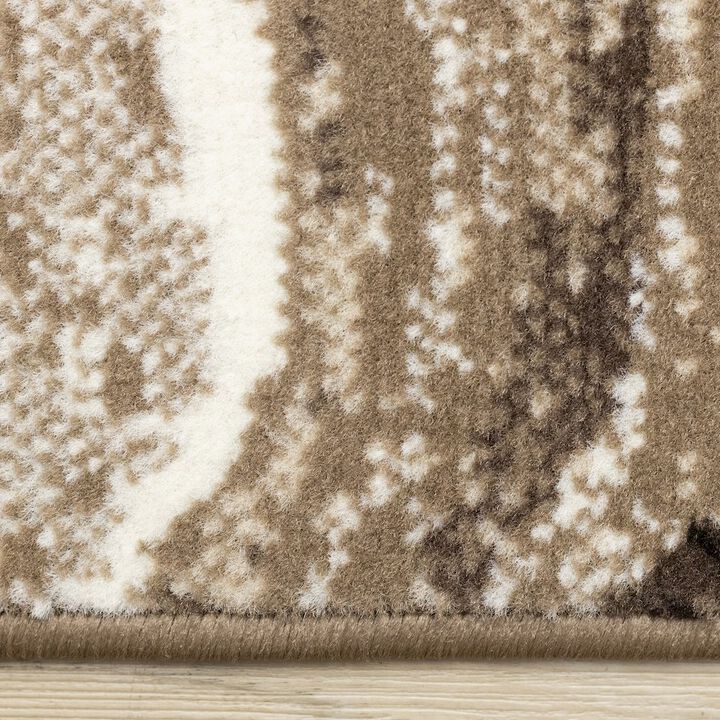 Novelle Home Brown Cream 5x7 Area Rug, Neutral Abstract Carpet for Living Room Comfort