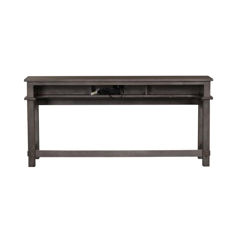 Liberty Furniture Modern Farmhouse Console Bar Table in Dusty Charcoal w/ Heavy Distressing image number 2