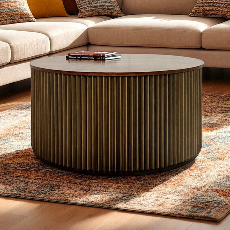Carolina Chair & Table Harmony 36 Brass Groove Coffee Table - Black Honed