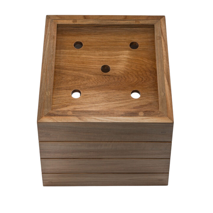 HomeRoots 12" Brown Wood Indoor Outdoor Square Planter Box