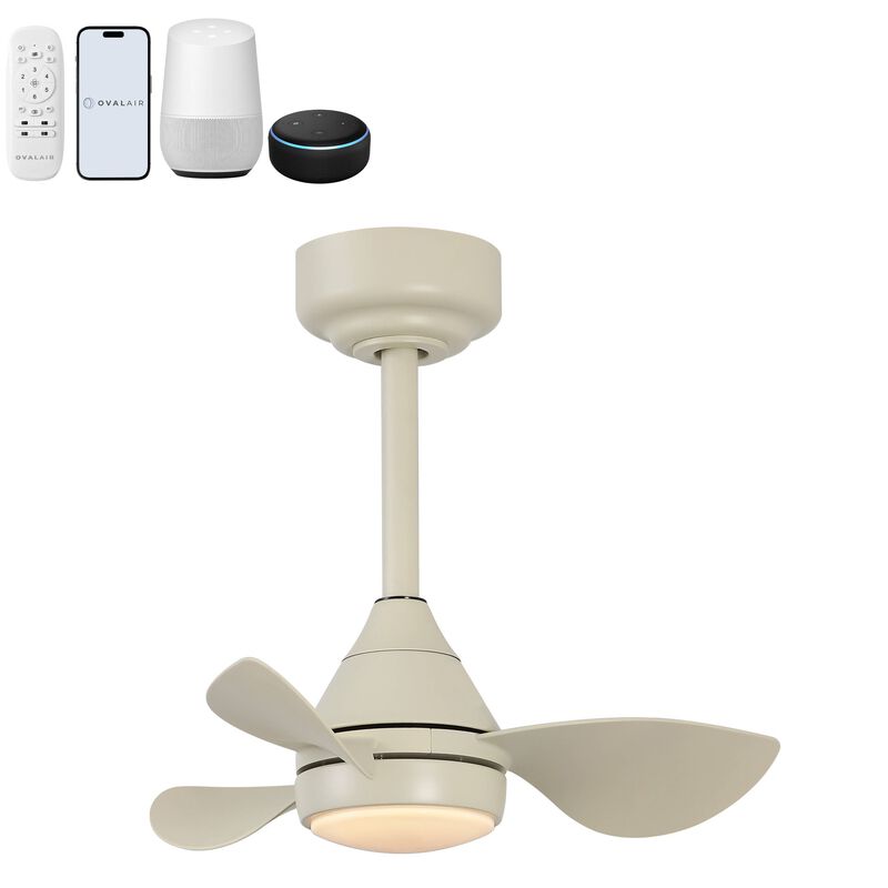 Albini 22" Contemporary Minimalist 6-Speed Metal Mobile-App/Remote-Controlled Dimmable Smart Integrated LED Ceiling Fan