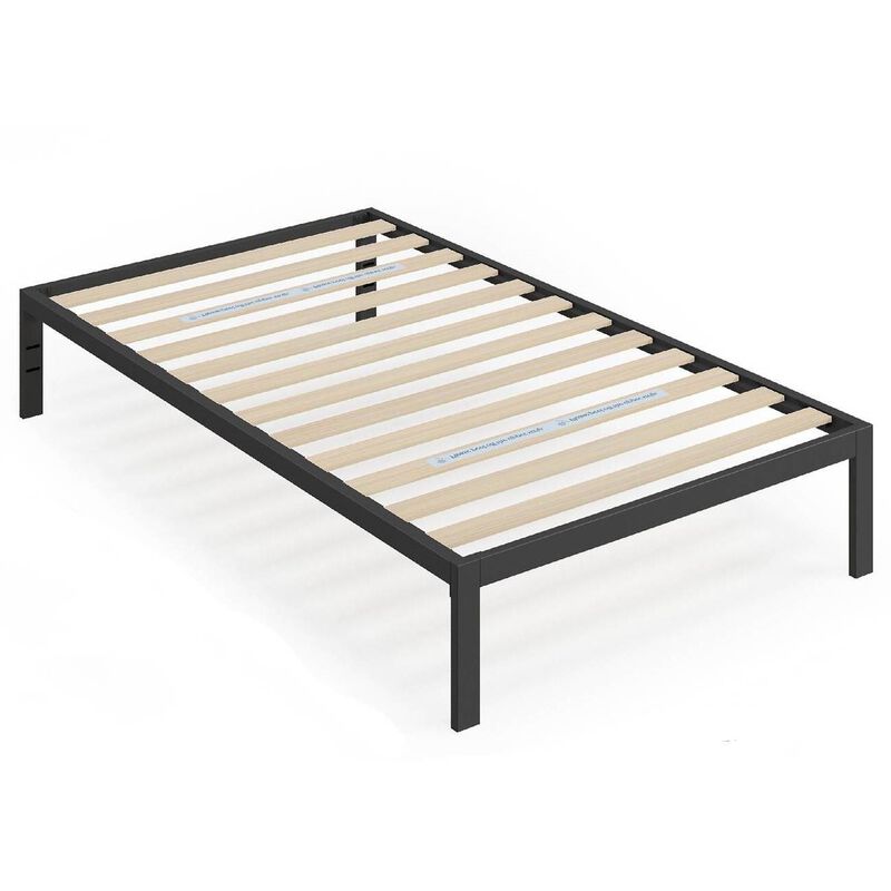 Minimalist Metal Platform Bed with Durable Wood Slat Base