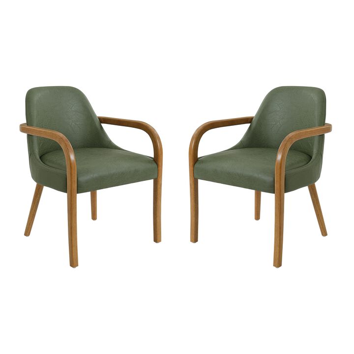 Merax Set of 2 Mid-Century Beige Fabric Dining Chairs