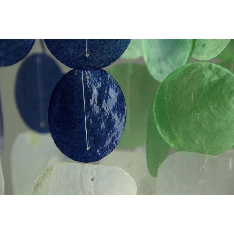 Blue Green And White Capiz Shell Mini Wind Chime Garden Patio Yard image number 1