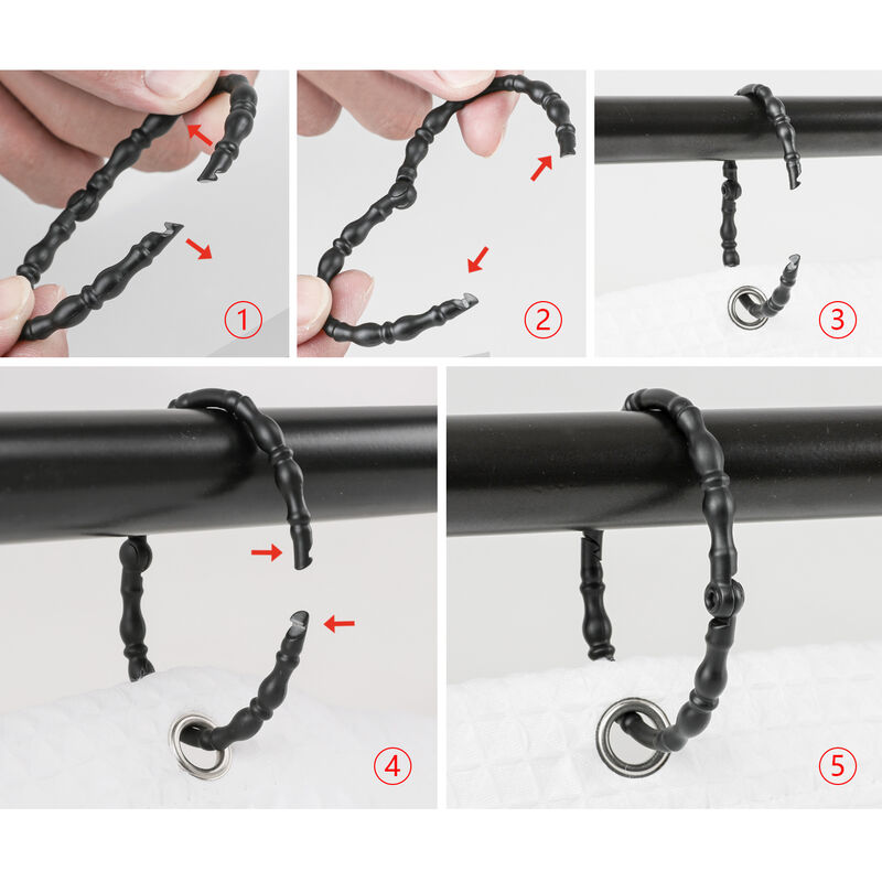 12-Piece Proof Zinc Shower Curtain Hooks with Closed Loop image number 7