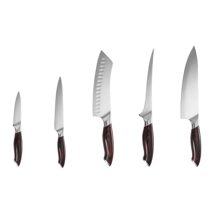 5 Piece Kitchen Knife Set, High Carbon Stainless Steel Cutlery with Ergonomic Handles