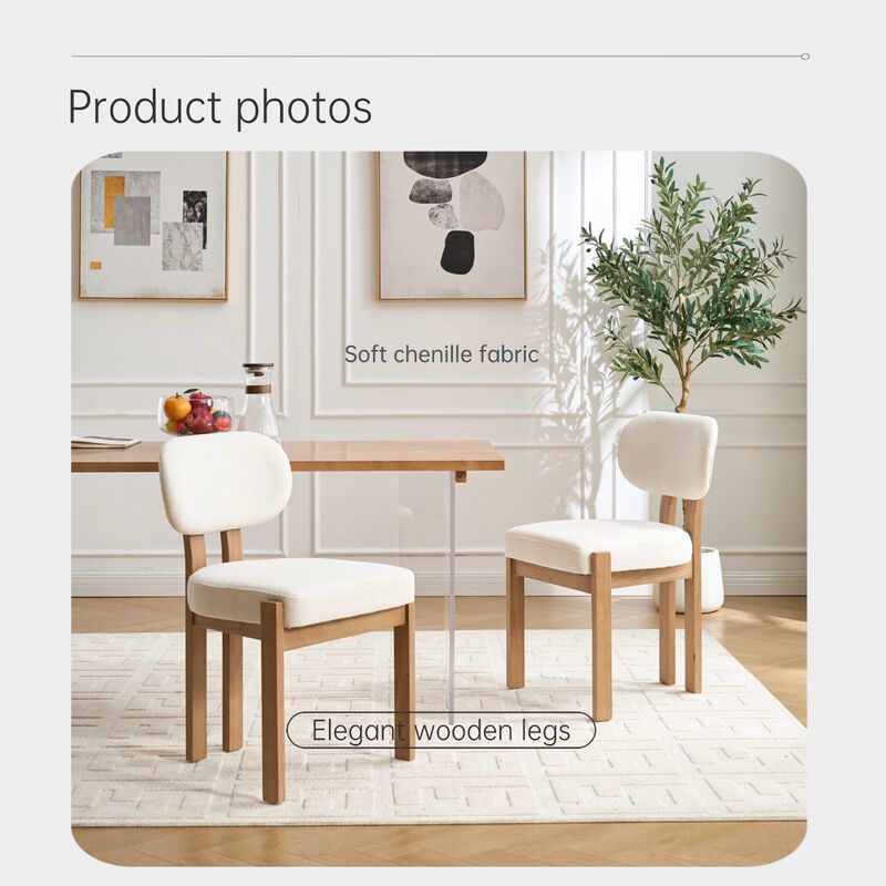 2 Pack Modern Dining Chairs, Soft Sponge Fabric Upholstered Kitchen Chairs Side Chairs image number 5