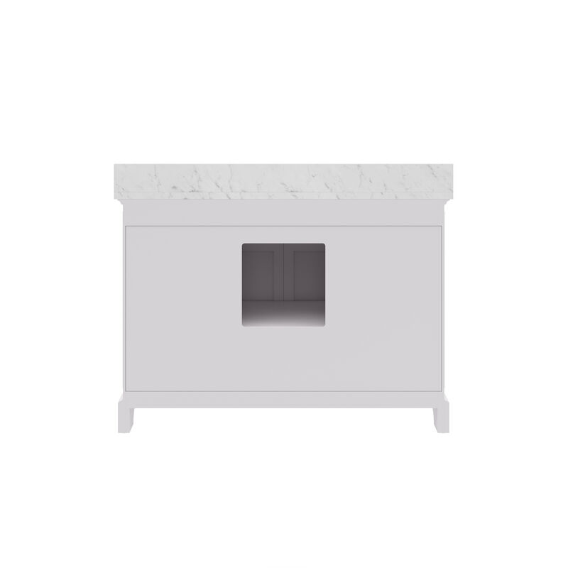 Derby 48 In. Single Sink Carrara White Marble Countertop Bath Vanity In Pure White