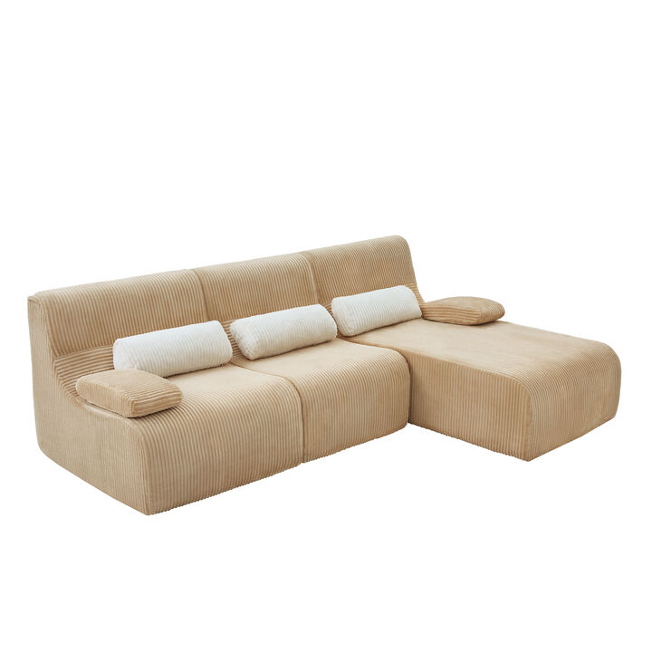 Merax Corduroy Oversized Deep-Seat Sectional Sofa