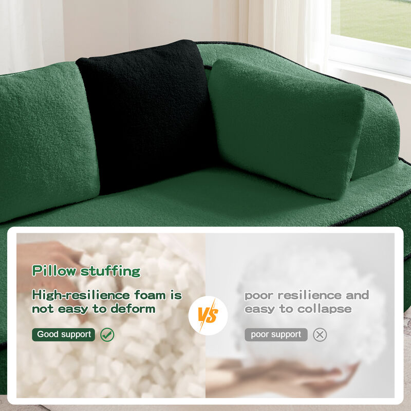 TATEUS Teddy Fabric 32D Boneless Sofa with L-Shaped Chaise