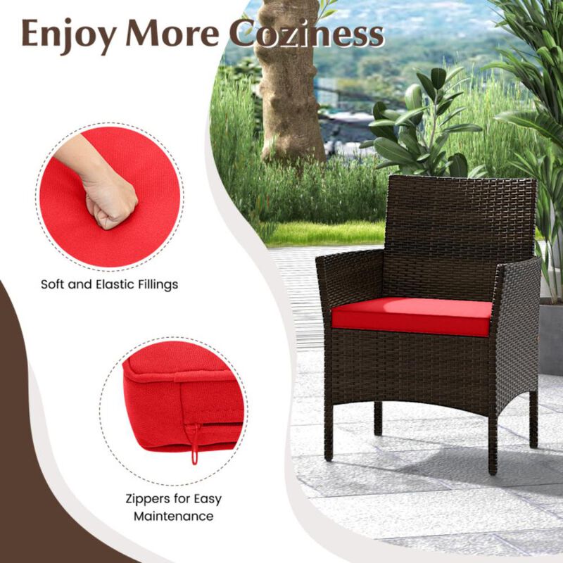 Hivvago 4 Piece Patio Rattan Conversation Set with Cozy Seat Cushions