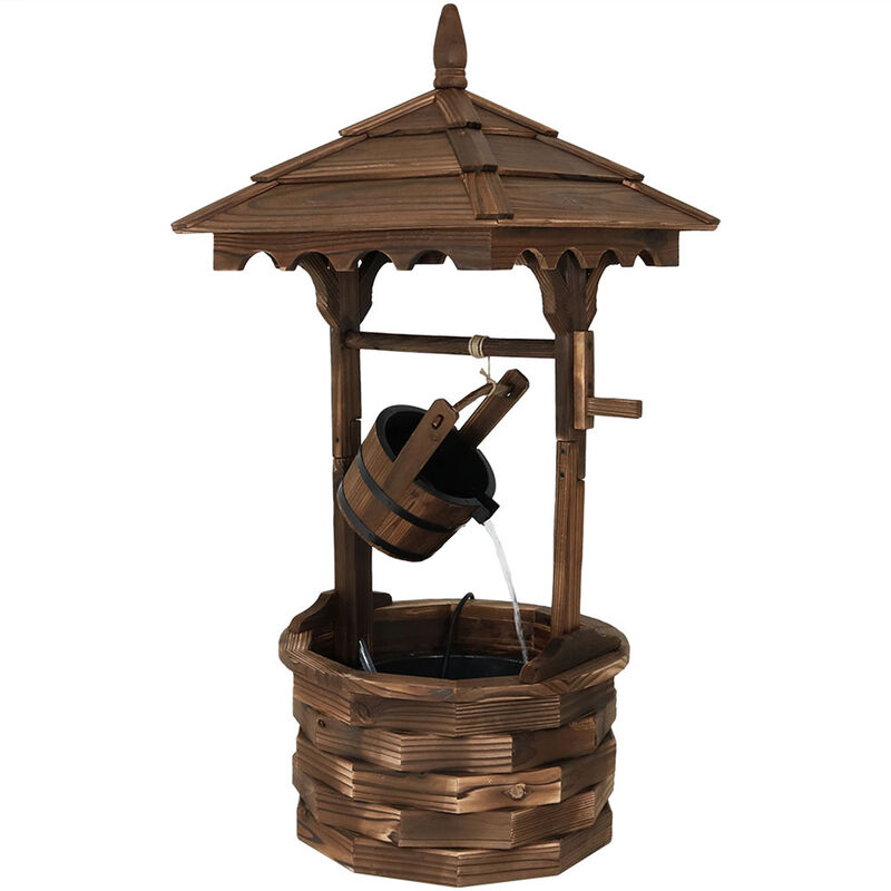 Sunnydaze Old-Fashioned Wood Wishing Well Water Fountain with Liner - 48 in