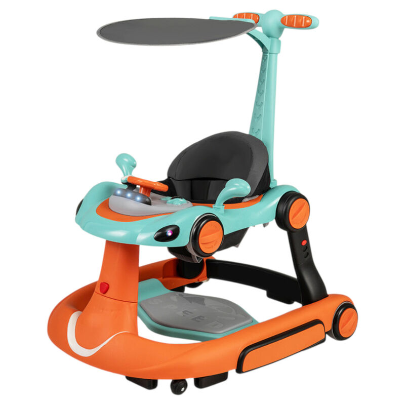 6-in-1 Portable Baby Walker with Canopy and Activity Center with Music image number 0
