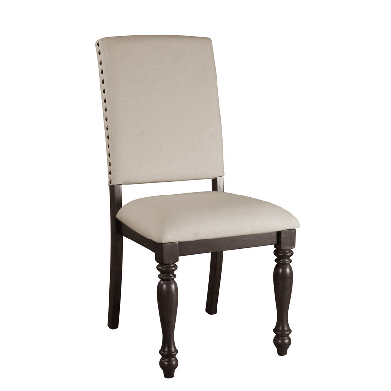 Streamdale Grayish Brown Fabric Upholstery Chairs with Wood Finish