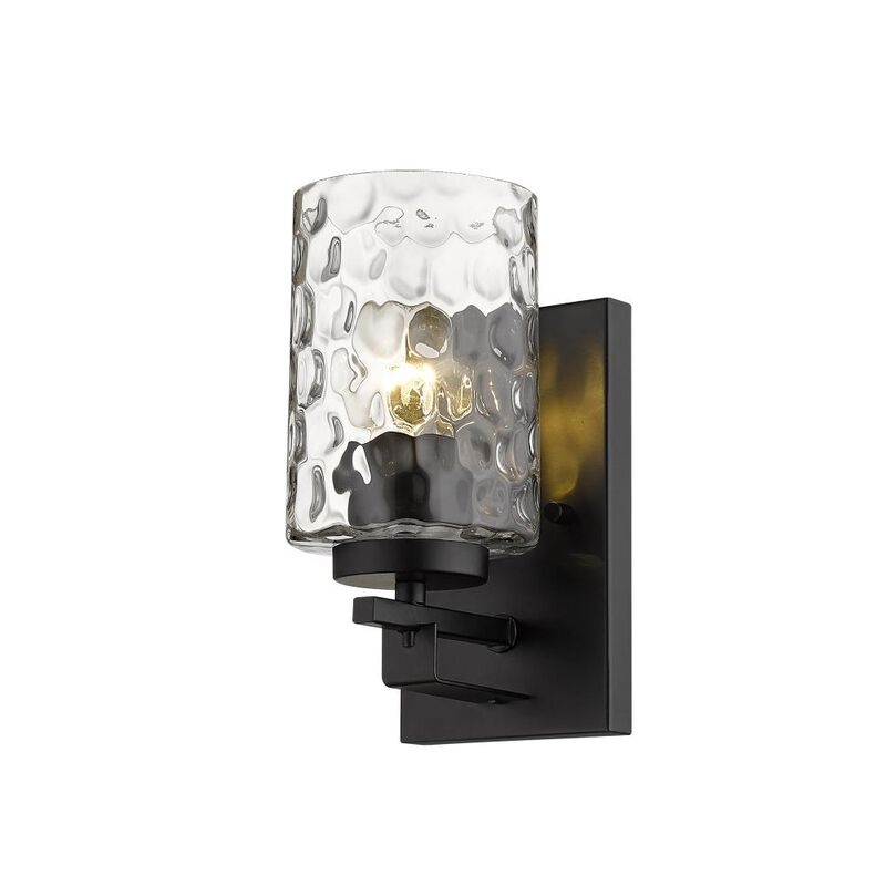 Hivvago Black Metal and Pebbled Glass Wall Sconce