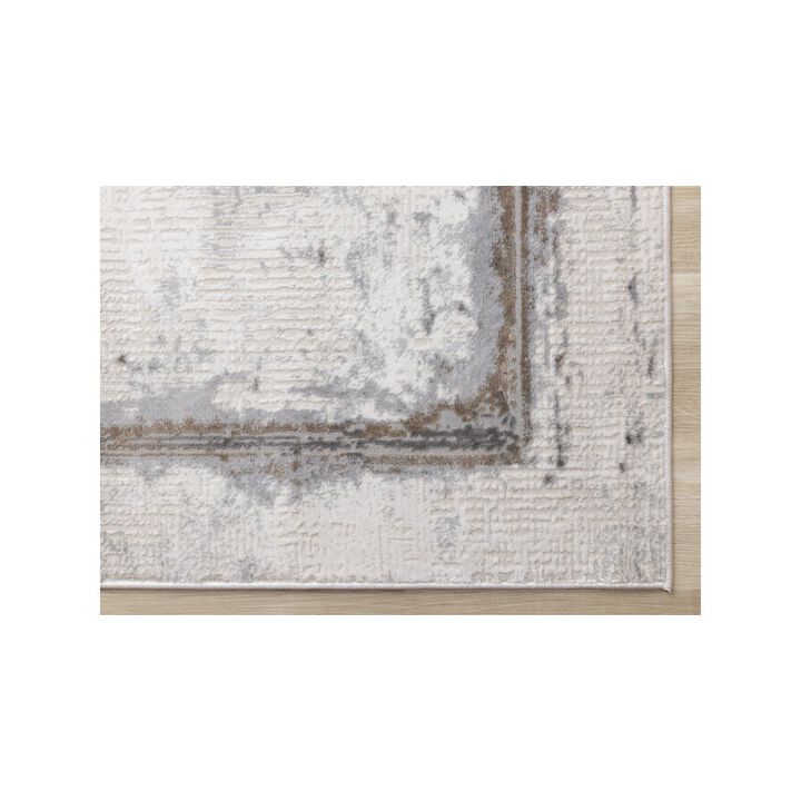 Novelle Home Layla Grey Black Distressed Border Rug, 7'10 x 10'6