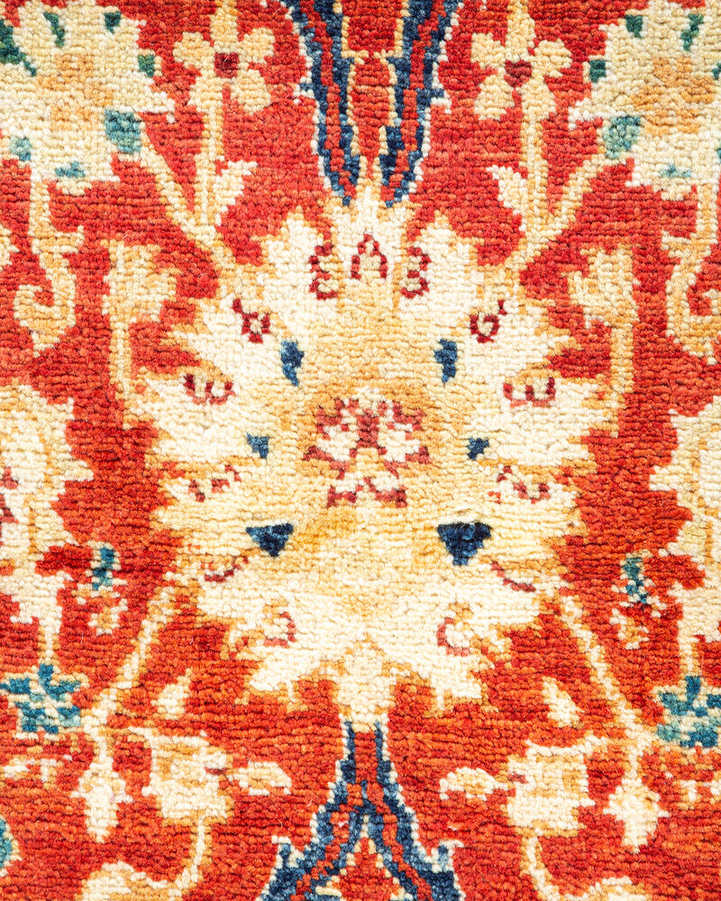 Eclectic, One-of-a-Kind Hand-Knotted Area Rug  - Orange, 4' 0" x 6' 1"