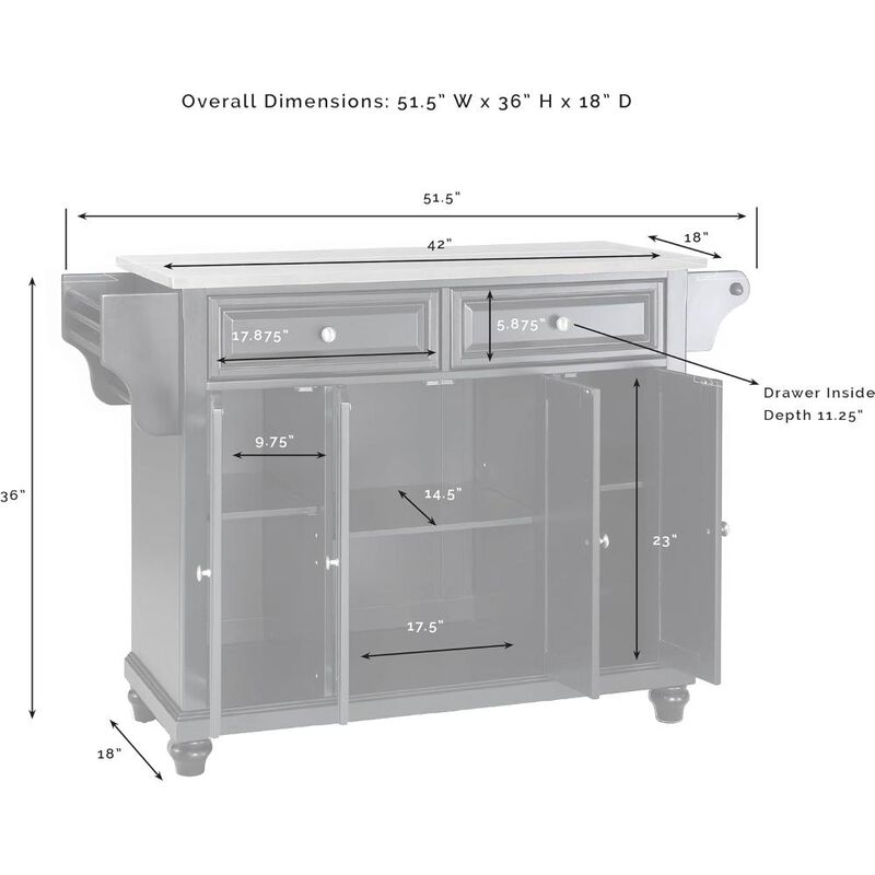 Cambridge Stainless Steel Top Full Size Kitchen Island/Cart