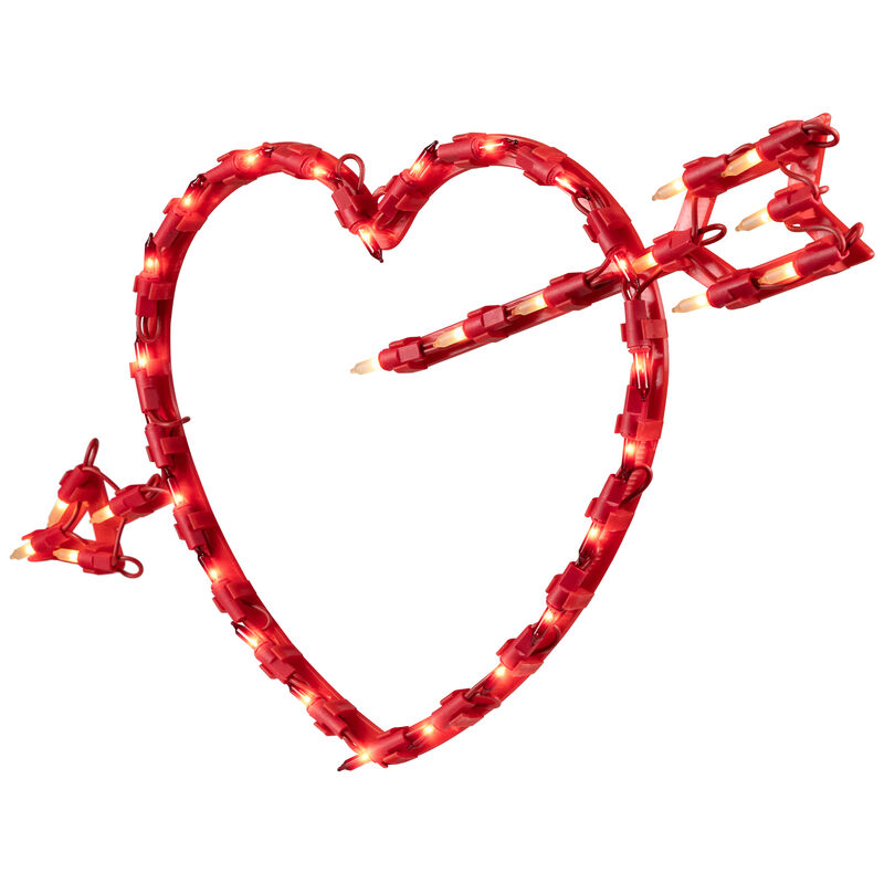 17" Lighted Red Heart with Arrow Valentine's Day Window Silhouette Decoration image number 4