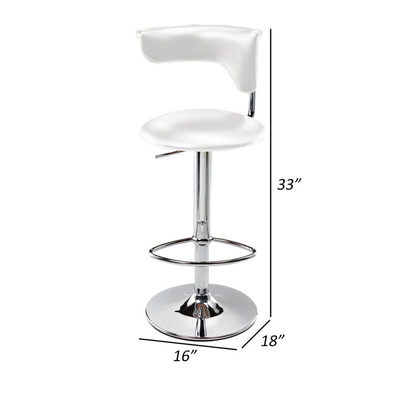 Flax 22-32 Inch Adjustable Counter Height Stool, Vegan Faux Leather, White - Benzara