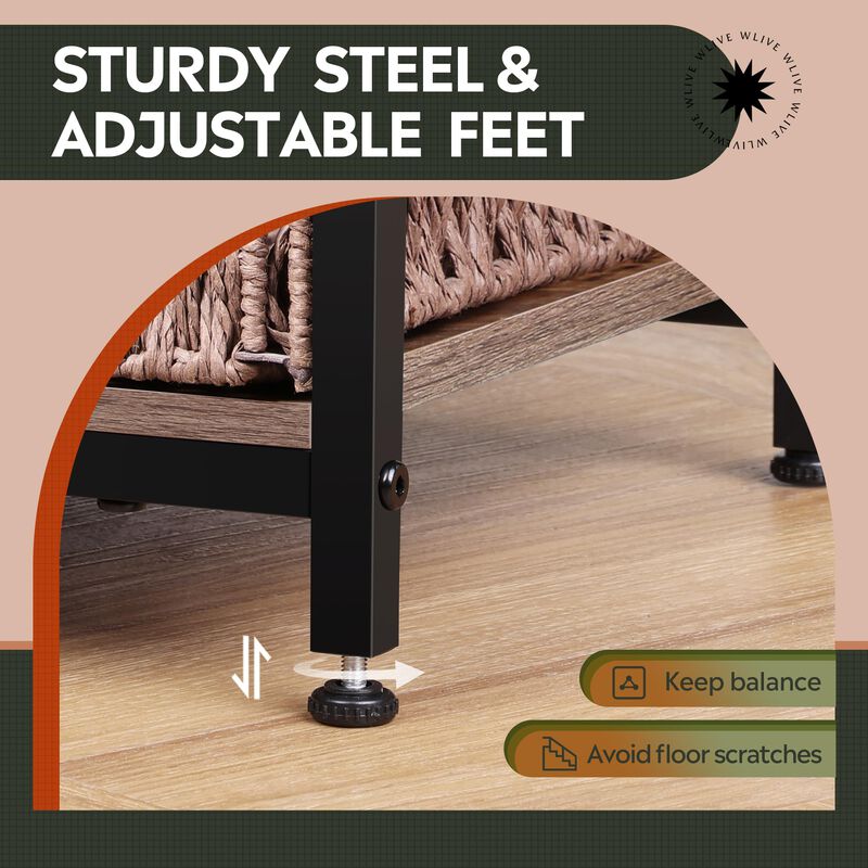 WLIVE Side Table with Charging Station and USB Ports, Small End Tables for Small Spaces, 3-Tier Nightstand with Adjustable Shelf