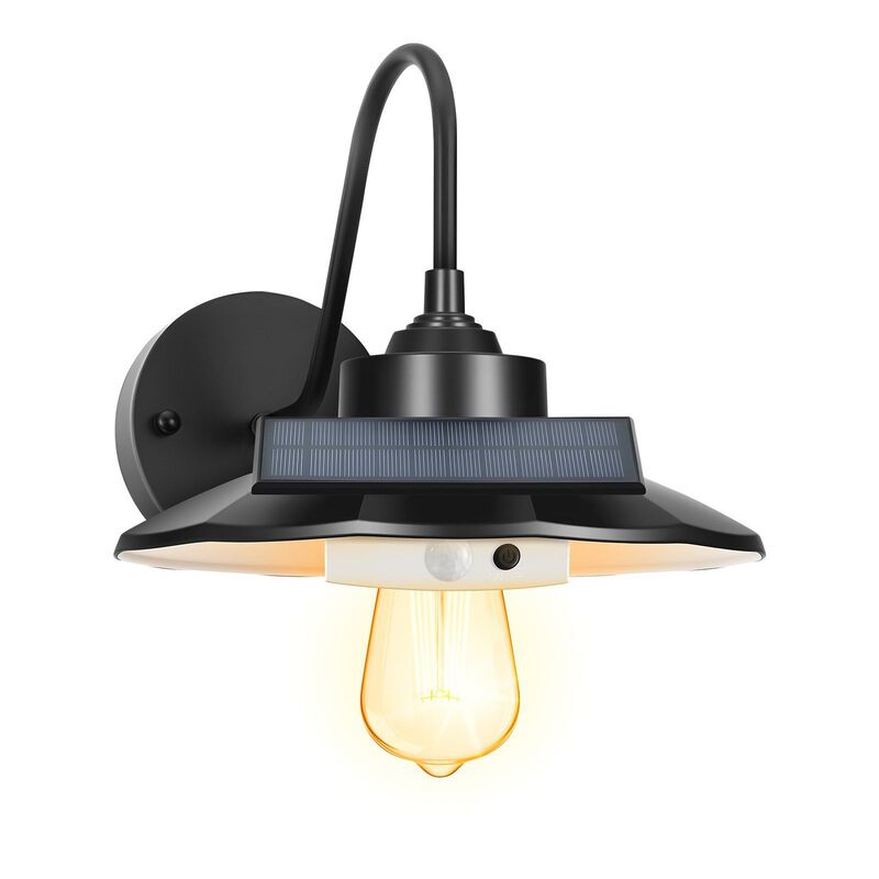 Solar Outdoor Barn Light, Motion Sensor & 3 Modes, Waterproof Wall Sconce - Black image number 7