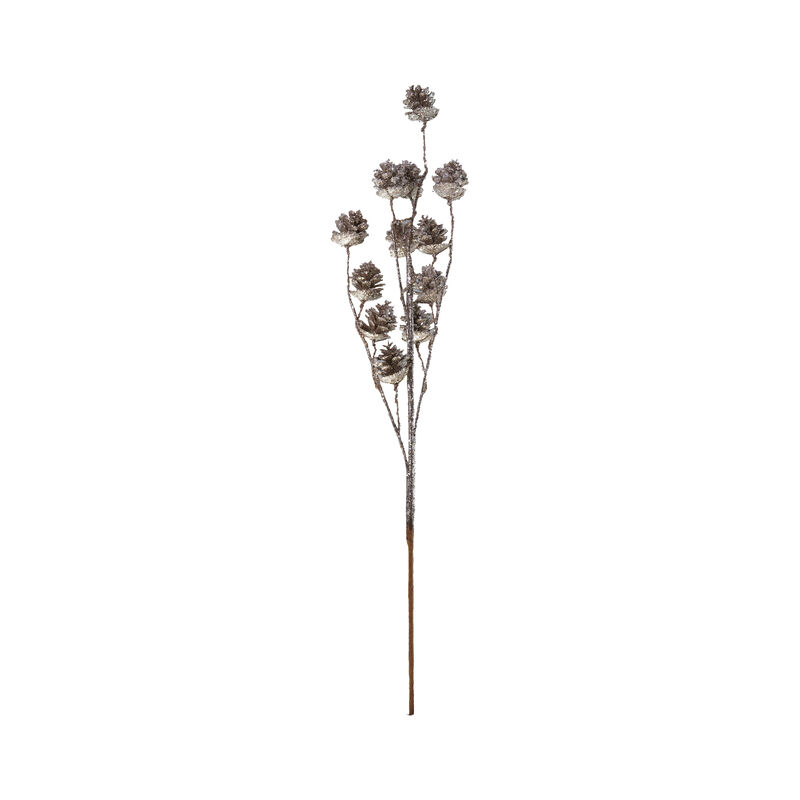 Plastic Pinecone Stem with Glitter, Champagne Finish image number 0