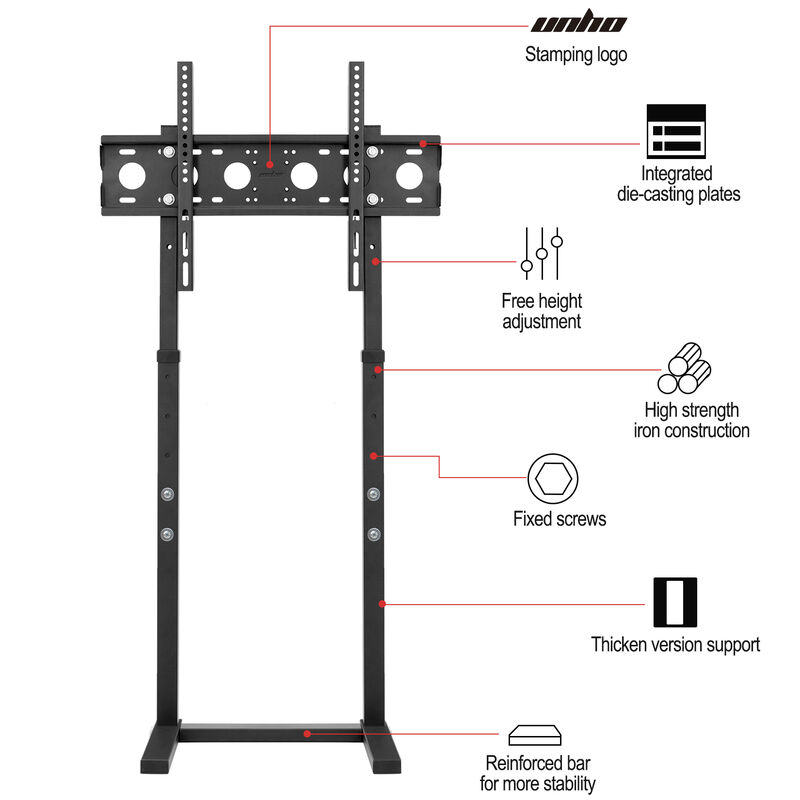 Extra Large Floor TV Stand, TV Mount Adjustable Height Free Standing for 32&rdquo;-65&rdquo; LED LCD Home Office image number 6