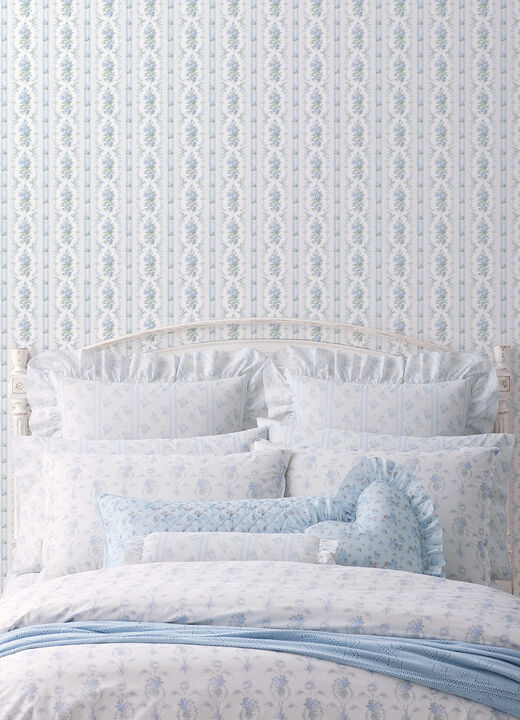 Dreamy Days Sweet Blue Stripe & Floral Wallpaper