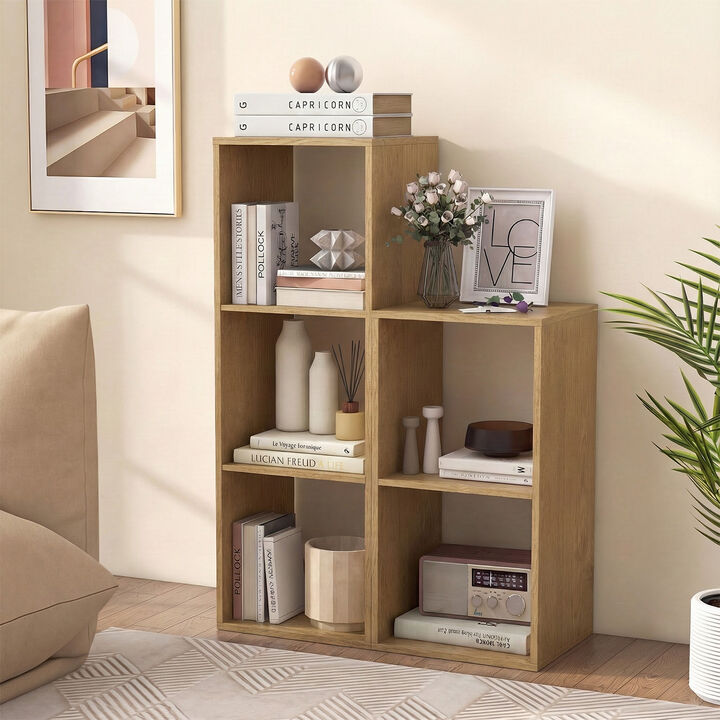 Compact 3 Cube Bookcase with Back Guardrail for Bedroom