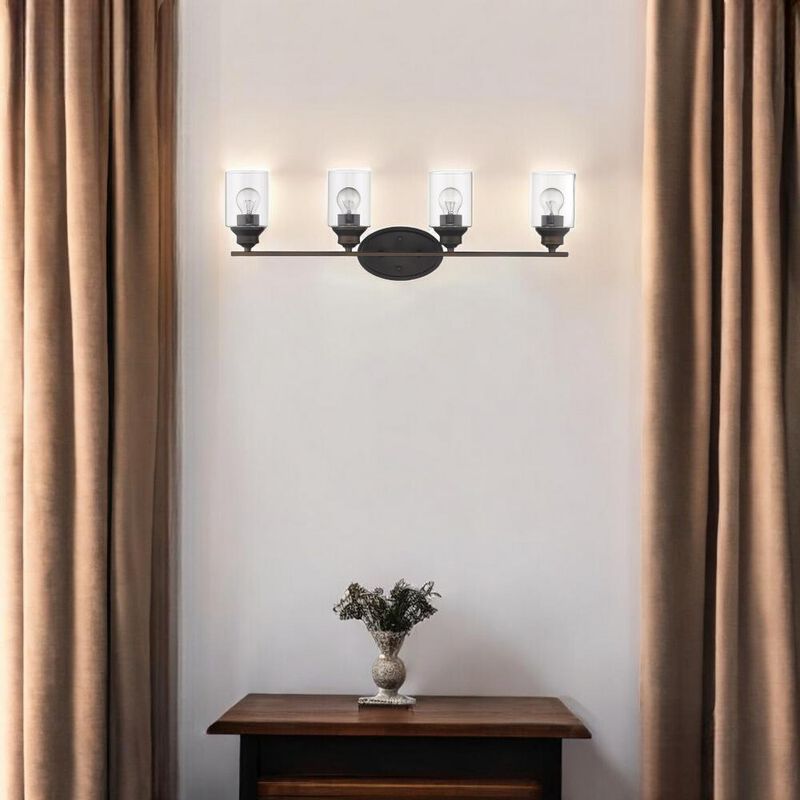Hivvago Four Light Bronze Wall Light with Clear Glass Shade