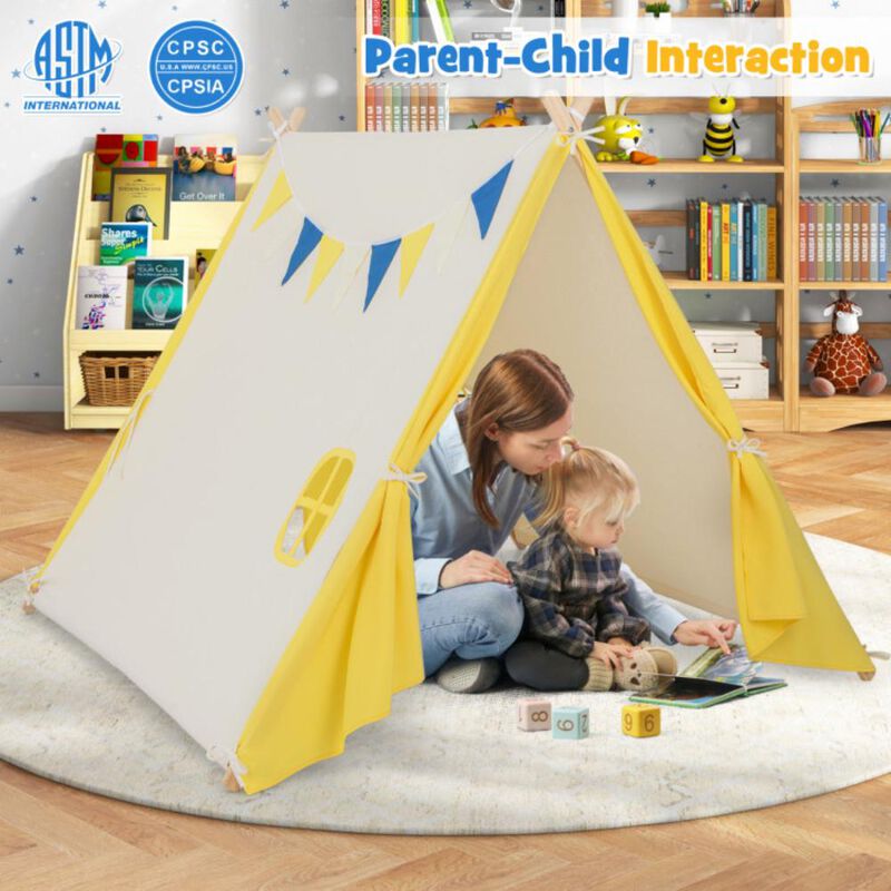 Hivvago Kids Play Tent with Solid Wood Frame Holiday Birthday Gift & Toy for Boys & Girls