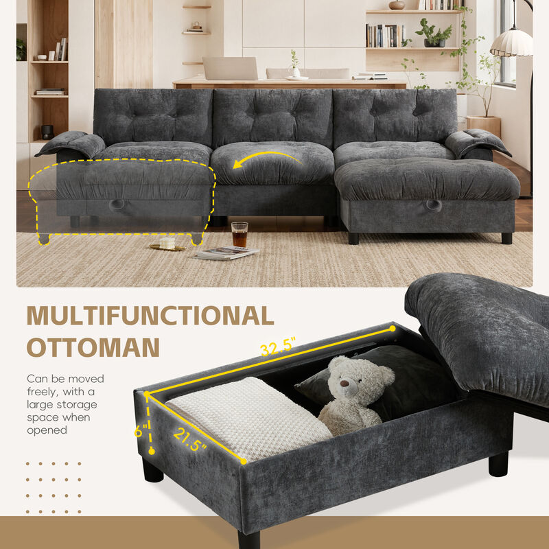 Merax Sectional Sofa, L-Shape with Multifunctional Armrest