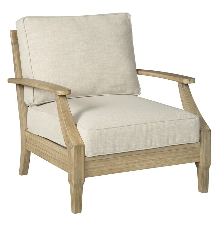 Traditional Wooden Chair with Fabric Cushioned Seating, Beige and Brown - Benzara