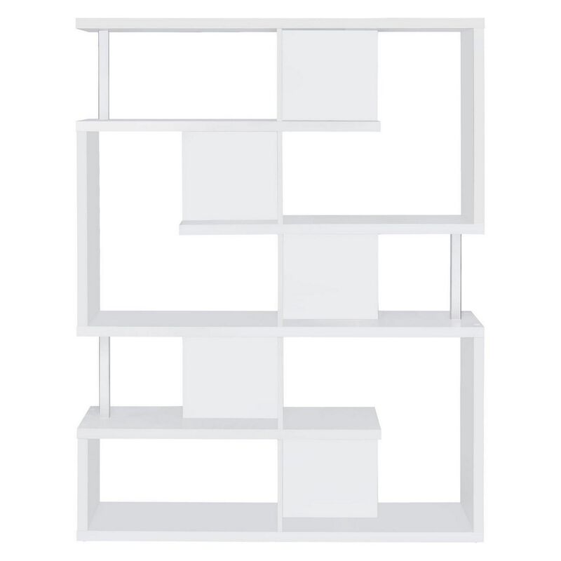 Splendid white bookcase With Chrome Support Beams