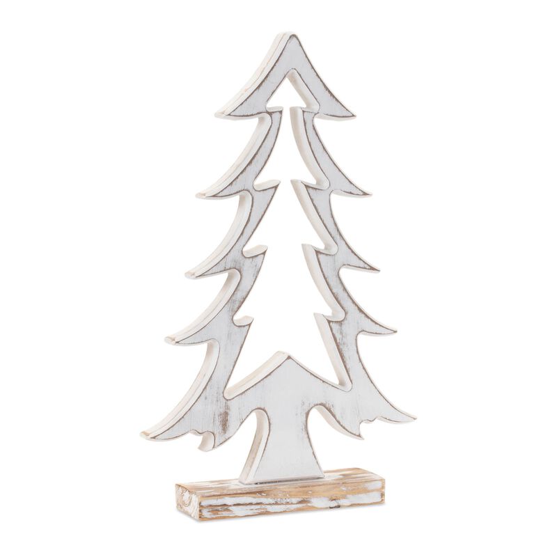 Wooden Pine Tree Outline Set of 3 for Christmas Accent or Seasonal Decor