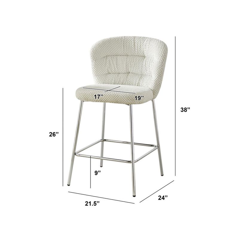 Best Quality Furniture Cream With Chrome Base Counter-Height Chair, Set Of 2