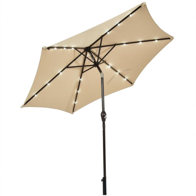 Hivvago Solar LED Lighted Patio Market Umbrella with Tilt Adjustment without Base
