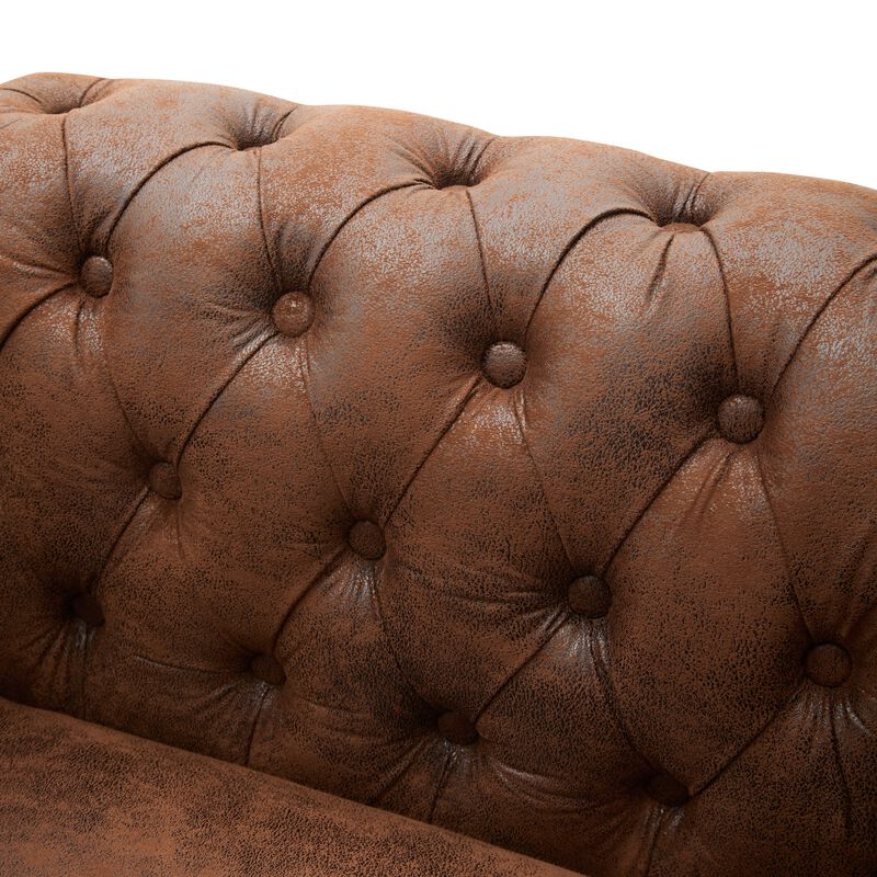 Whisen Classic Club Chair with Diamond Tufting, Scrolled Arms, and Wooden Legs image number 5