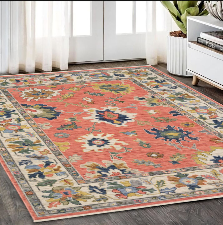 HomeRoots Oriental Area Rug With Fringe