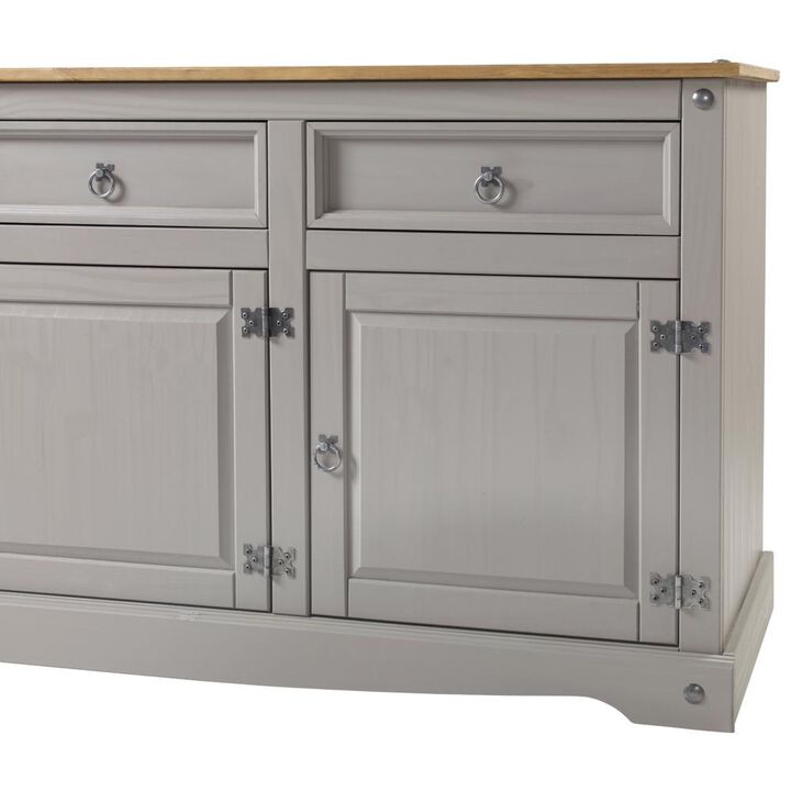 OS Home and Office Furniture Model COG917 Cottage Series Wood Buffet Sideboard in Corona Gray