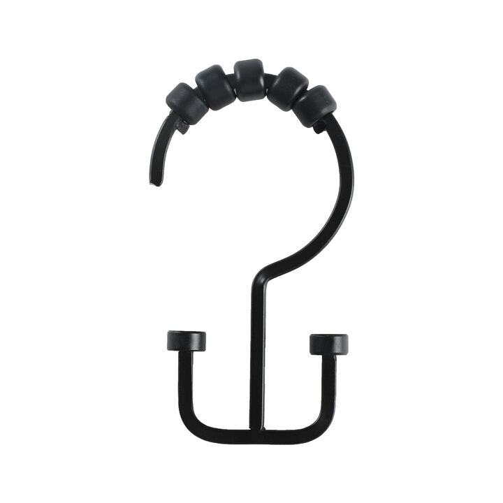 Utopia Alley Rust-Resistant Metal Double Shower Curtain Hooks, Shower Hooks Hangers for Bathroom, Kitchen Utensils, Curtains, Clothing, Towels etc - Set of 12