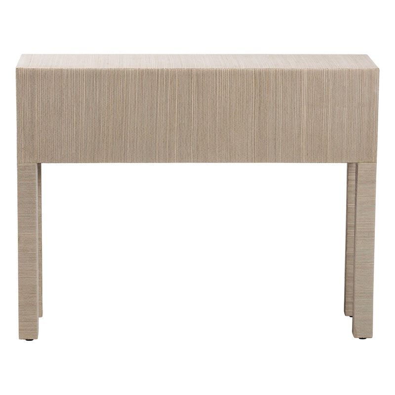 bali & pari Noah Grasscloth 2-Drawer Console Table - Woven Texture Entryway Table with Gold Ring Pulls, Narrow Hallway or Living Room Accent Table, Beige image number 5